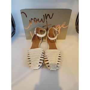 Crown Vintage Moneth Sandals, Women's Size 8.5M M, White NEW